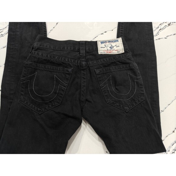 True Religion Jeans Women’s Size 27 Black Denim Skinny World Tour White Stitch - Picture 1 of 13